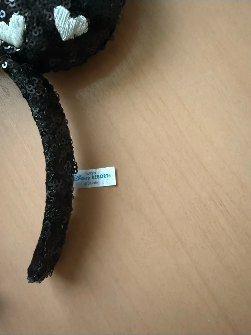 Disney Black Sequin Ear Headband with Heart Details
